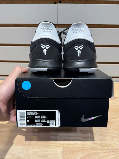 Nike Mamba Fury Black White Smoke Grey Sz 7.5