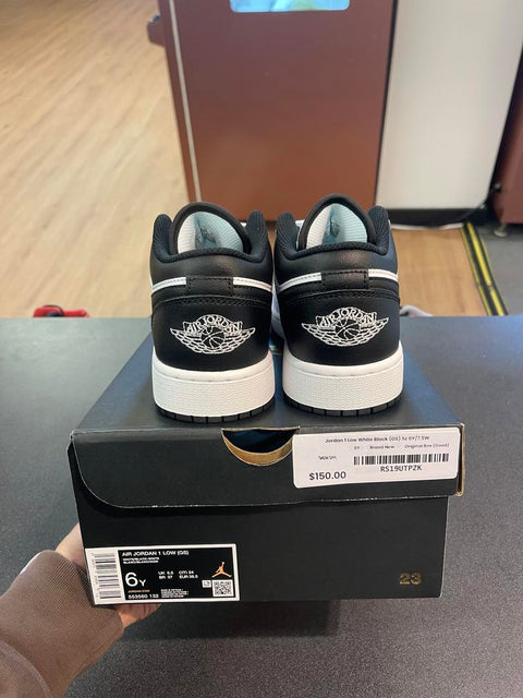 Jordan 1 Low White Black (GS) Sz 6Y/7.5W