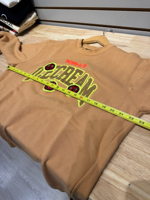Billionaire Boys Club BBC Icecream Spellout Brown Tan Crewneck Sweater Sz M