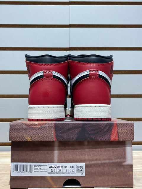 Jordan 1 Retro High OG Black Toe Reimagined (GS) Sz 5.5Y