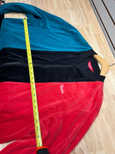 Supreme Velour Zip Up Jacket Black Sz XL