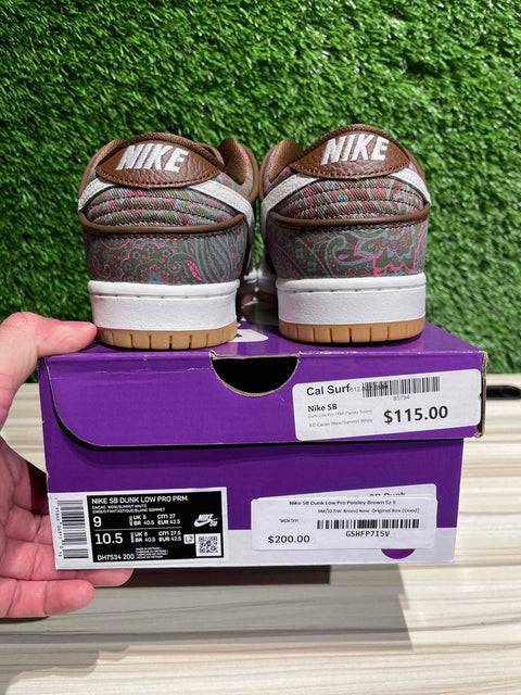 Nike SB Dunk Low Pro Paisley Brown Sz 9