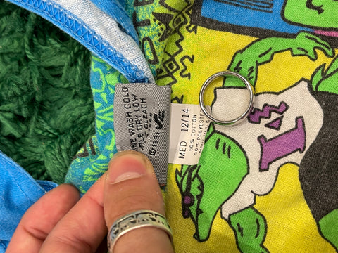 Vintage Kids 90s Iguana Don Blue Tank Top Cartoon Iguana Graphic