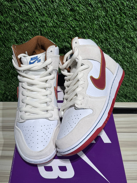 Nike SB Dunk High Sail Bright Crimson Sz 9.5M