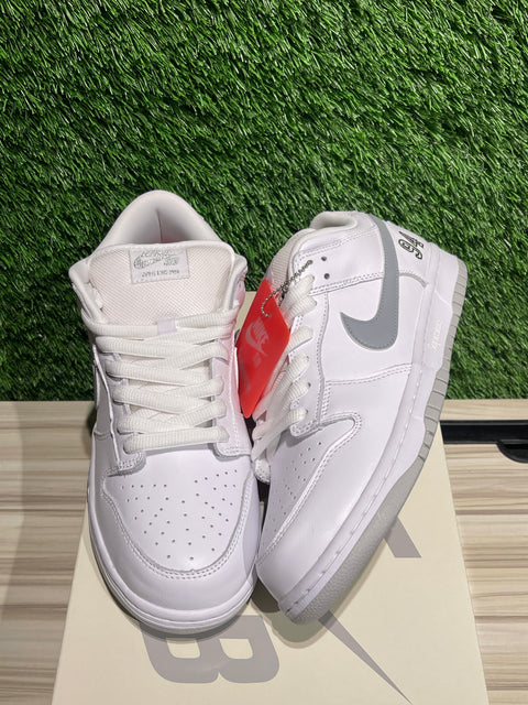 Nike SB Dunk Low Supreme 94 White Metallic Silver Sz 10M