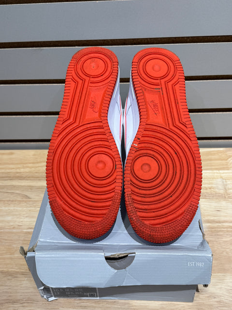Nike Air Force 1 Low '07 White Picante Red Sz 10.5