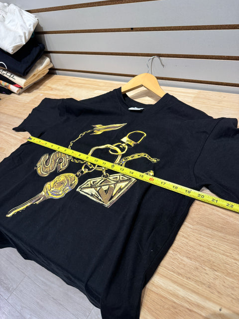 Billionaire Boys Club BBC Gold Keychain Black Tee Sz S
