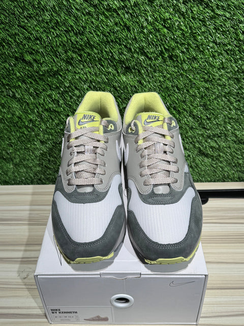 Dark Grey Suede Lime Green Nike Air Max 1 By You Sz 10.5M