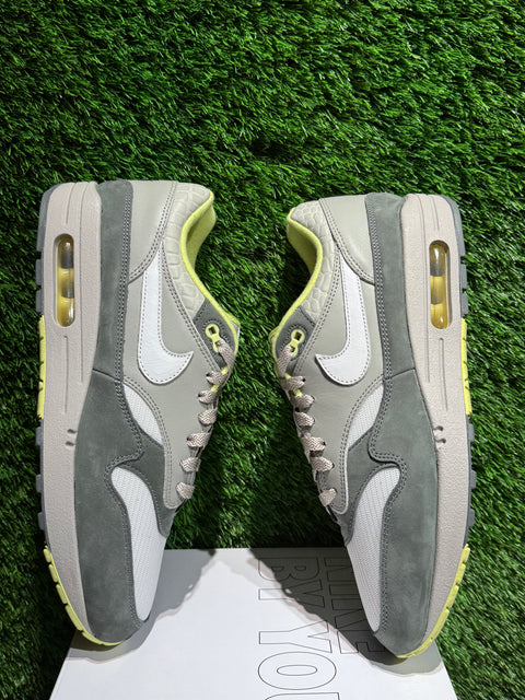 Dark Grey Suede Lime Green Nike Air Max 1 By You Sz 11M/12.5W