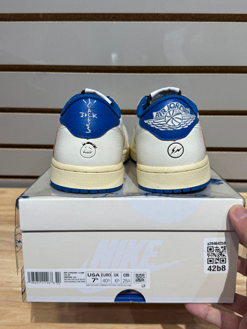 Jordan 1 Retro Low OG SP Fragment x Travis Scott Sail Military Blue Sz 7.5M