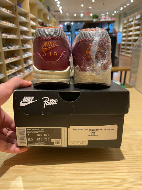 Nike Air Max 1 Patta Waves Rush Maroon (with Bracelet)