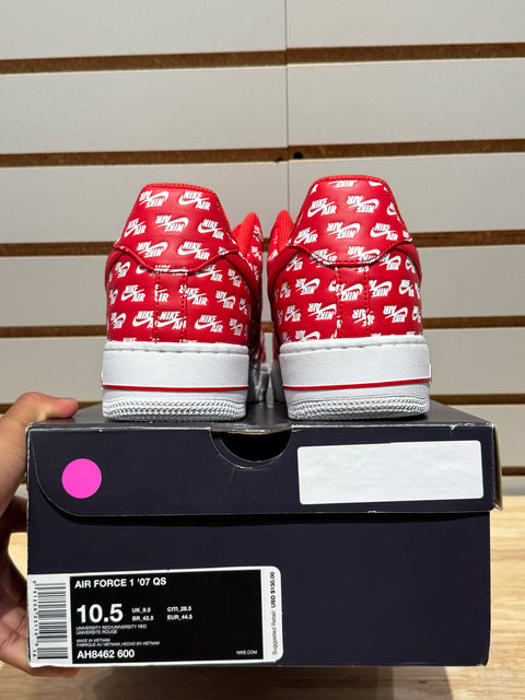 Nike Air Force 1 Low All Over Logo Red Sz 10.5