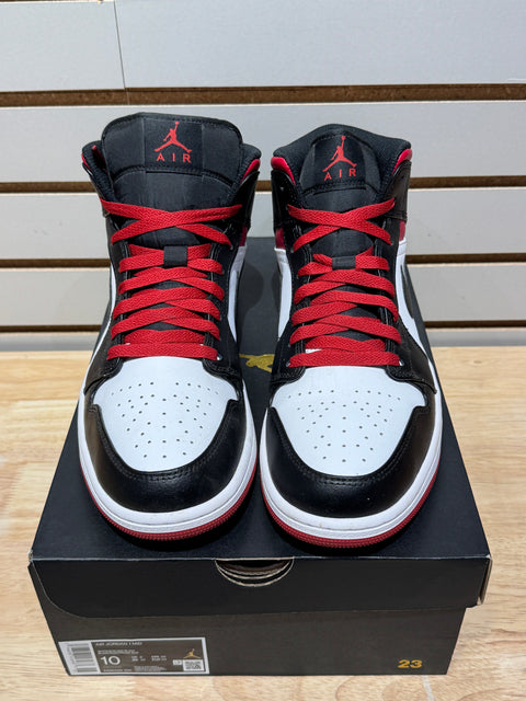 Jordan 1 Mid Gym Red Black Toe Sz 10