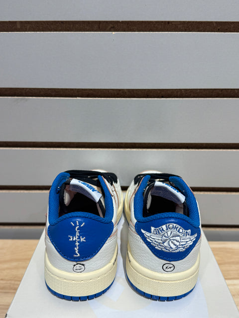 Jordan 1 Retro Low OG SP Fragment x Travis Scott Sail Military Blue (PS) Sz 1Y