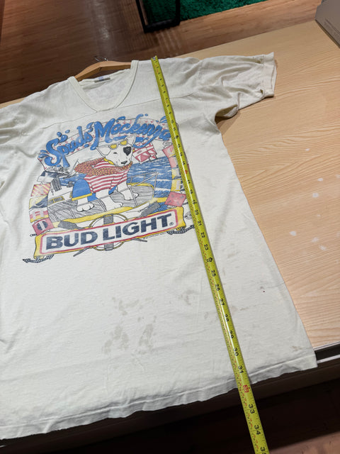 Vintage 1987 Spuds Mackenzie Bud Light V Neck Tee S L