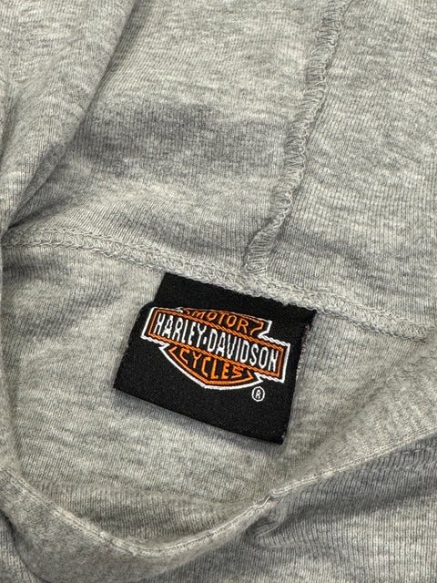 Harley Davidson Women's Y2K Retro Biker 90s Gray Hooded L/S Sz L