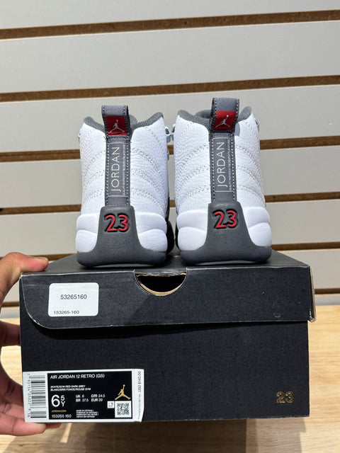 Jordan 12 Retro White Dark Grey (GS) Sz 6.5Y