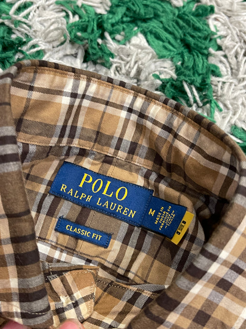 Polo Ralph Lauren Shirt Classic Fit Brown Plaid Button Down
