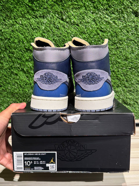 Jordan 1 Mid SE Craft Obsidian French Blue Ashen Slate White Sz 10.5