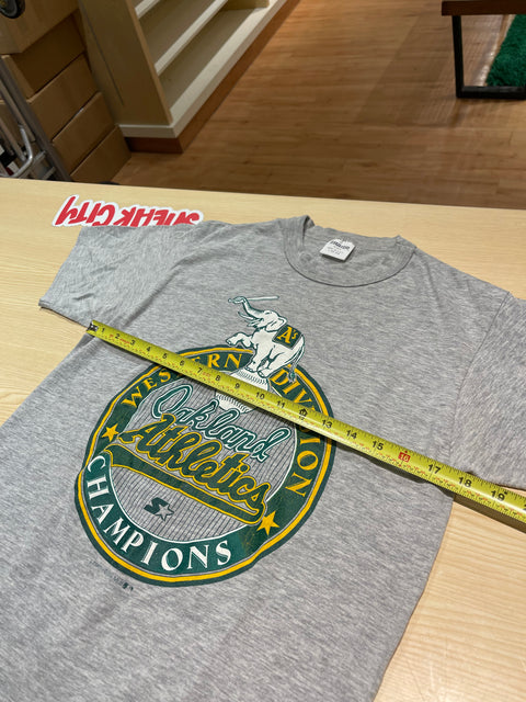 VTG Grey Starter Oakland Athletics Tee Sz L