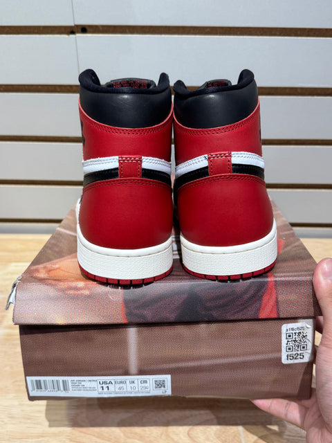 Jordan 1 Retro High OG Black Toe Reimagined Sz 11