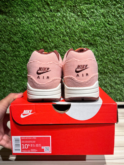 Nike Air Max 1 PRM Corduroy Coral Stardust Sz 10.5
