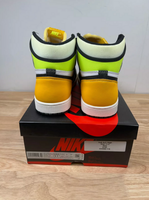 Jordan 1 Retro High White Black Volt University Gold