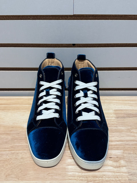 Christian Louboutin Louis Orlato Flat Velvet Blue Sz 8
