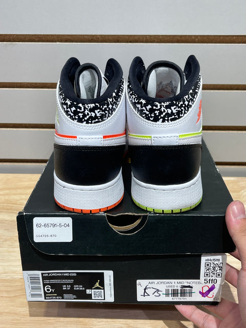 Jordan 1 Mid Composition Notebook (GS) Sz 6Y
