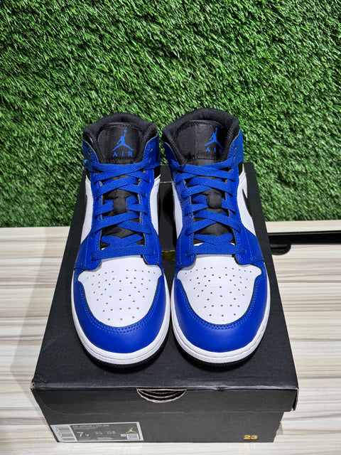 Jordan 1 Mid Game Royal White Black (GS) Sz 7Y