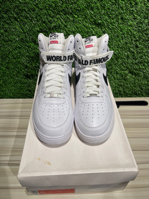 Nike Air Force 1 High Supreme World Famous White Sz 12M