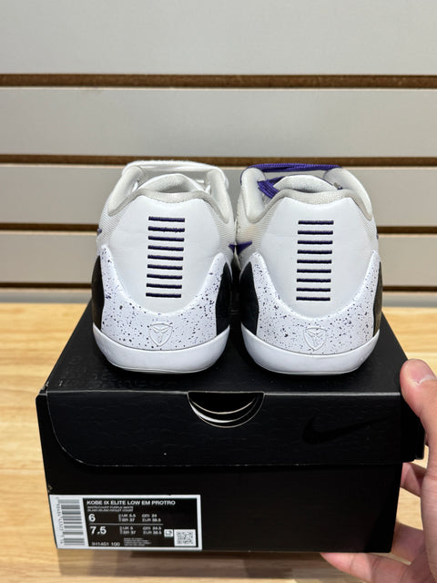 Nike Kobe 9 Elite Low EM Protro White Court Purple Sz 6M