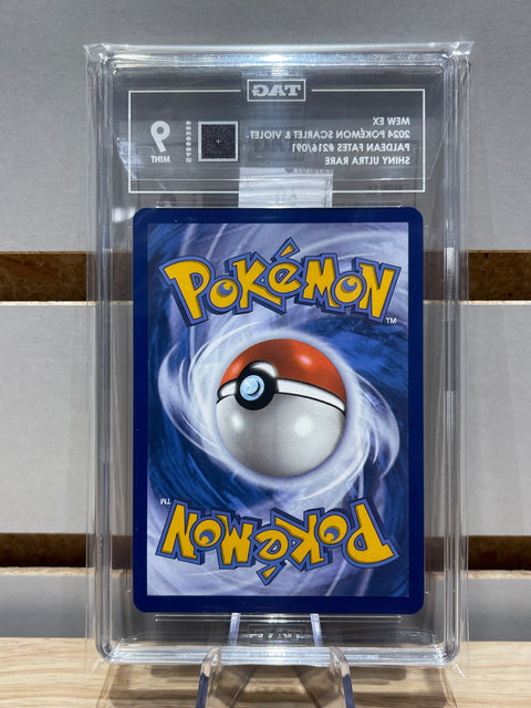MEW EX 2024 POKÉMON SCARLET & VIOLET PALDEAN FATES #216/091 SHINY ULTRA RARE TAG 9