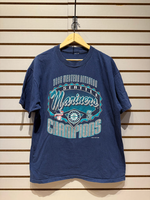 Vintage 1995 Logo 7 Seattle Mariners Division Champions Baseball T Shirt Sz XL