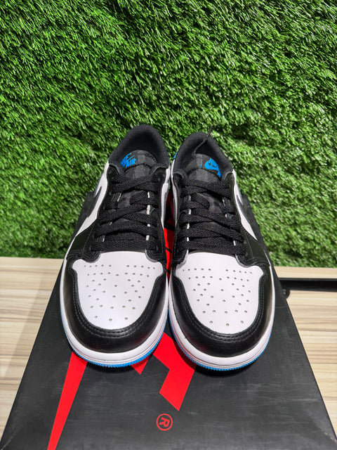 Jordan 1 Retro Low OG Black Dark Powder Blue Sz 7.5M