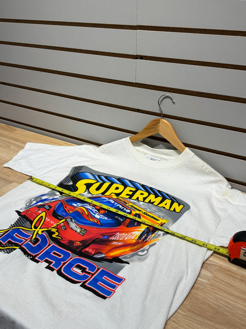 Vintage NASCAR Racing USA John Force Superman Tee Sz L