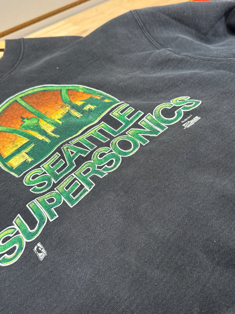 Vtg 90s Salem Seattle Super Sonics Crewneck Sz L