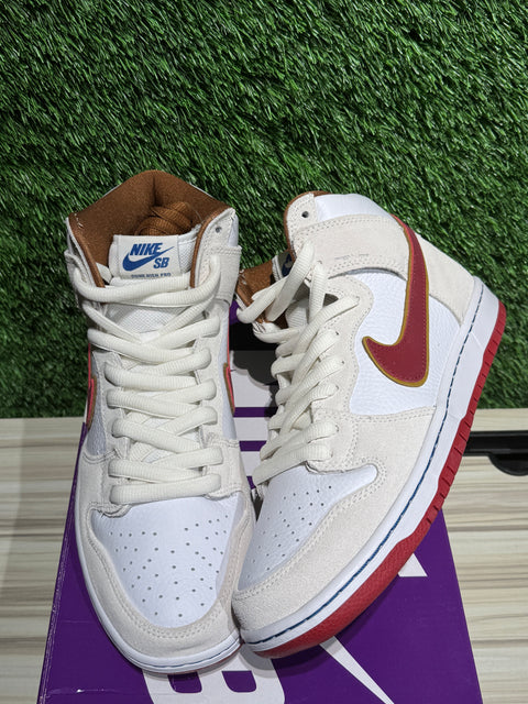 Nike SB Dunk High Sail Bright Crimson Sz 9.5M