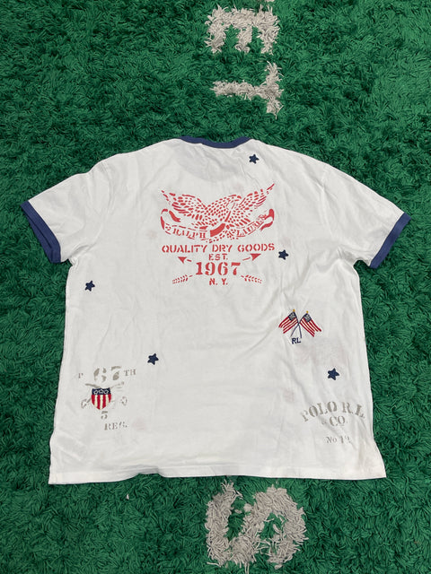 Polo Ralph Lauren White Classic Fit Graphic USA Embroidery T-Shirt