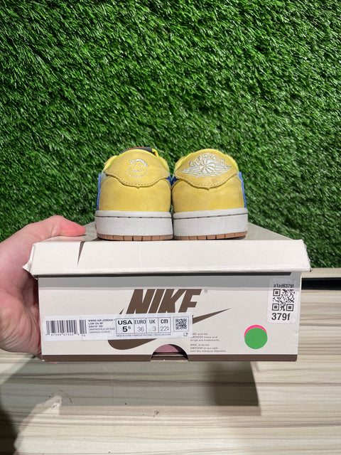 Jordan 1 Retro Low OG SP Travis Scott Canary (Women's) Sz 4M/5.5W