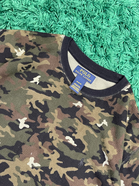 Polo Ralph Lauren Camo Waffle Thermal Long Sleeve Cotton Shirt