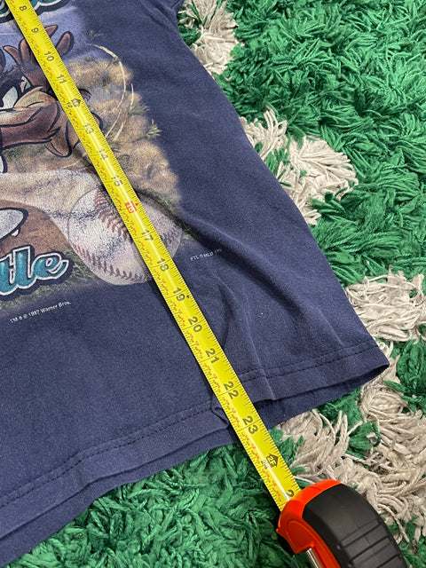 1997 Vintage Kids Mariners Looney Tunes Tasmanian Devil Pitching Shirt
