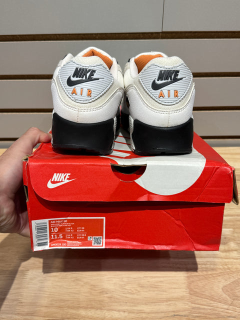 Nike Air Max 90 White Black Hot Curry Sz 10