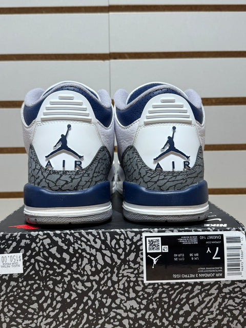 Jordan 3 Retro Midnight Navy (GS) Sz 7Y
