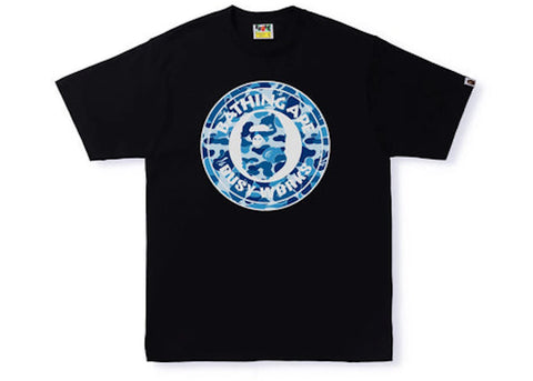 BAPE ABC Camo Single Color Busy Works Tee Black Blue Sz XL
