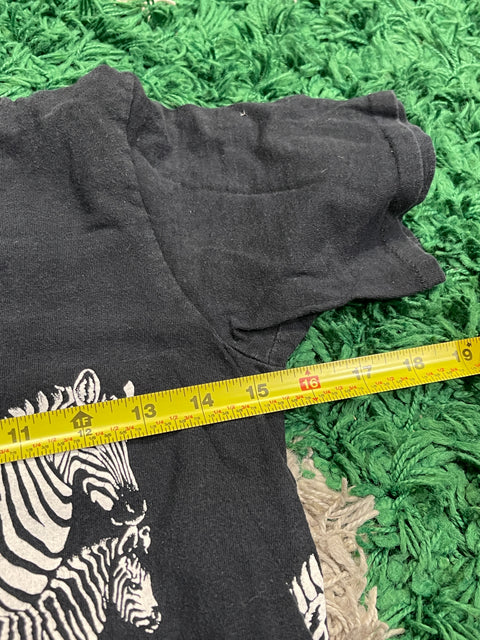 Vintage Harlequin Wrap Around Zebra Graphic Black Womens T-Shirt