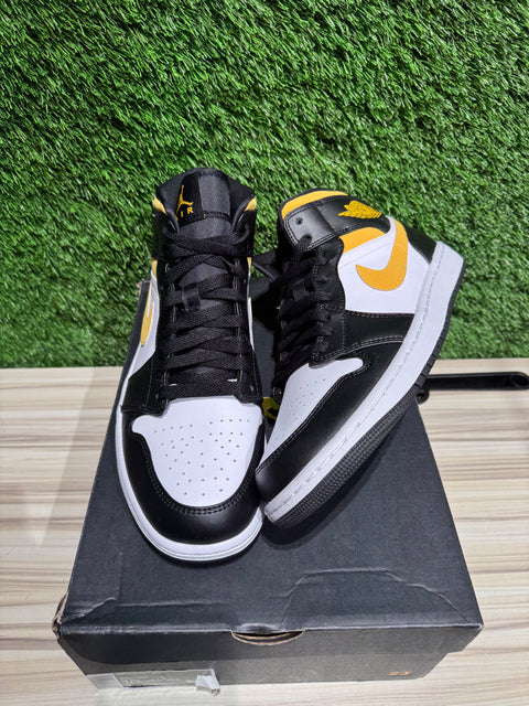 Jordan 1 Mid White Pollen Black Sz 10