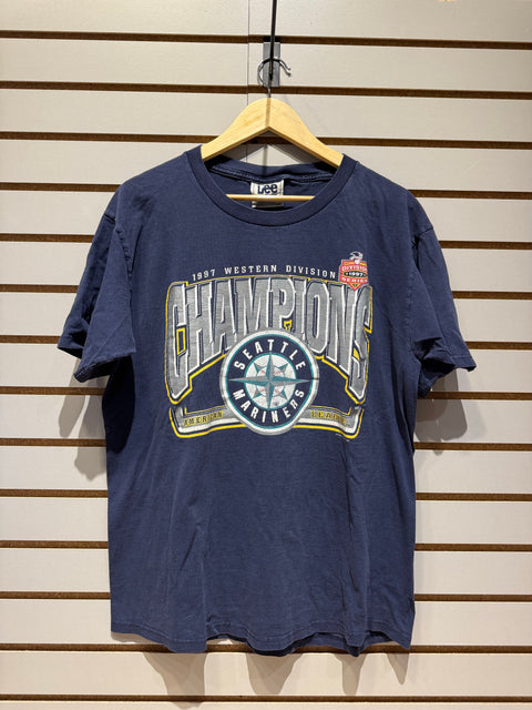 Vintage 1997 Nutmeg Lee Seattle Mariners Baseball Division Champions T Shirt Sz L