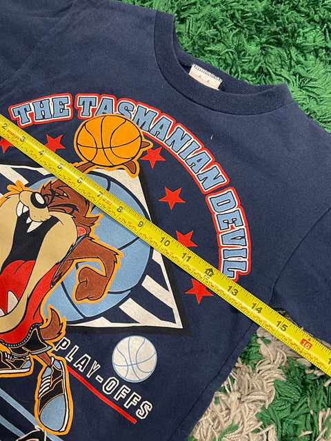 Vintage 1997 Looney Tunes Tasmanian Kids Devil and Daffy Duck Playoff T-Shirt