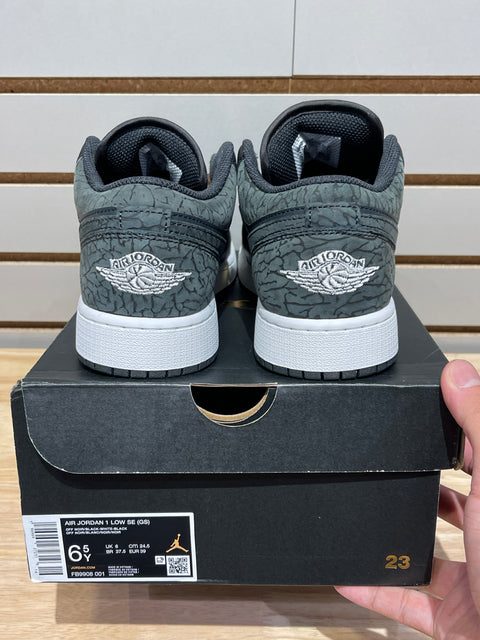 Jordan 1 Low SE Black Elephant (GS) Sz 6.5Y